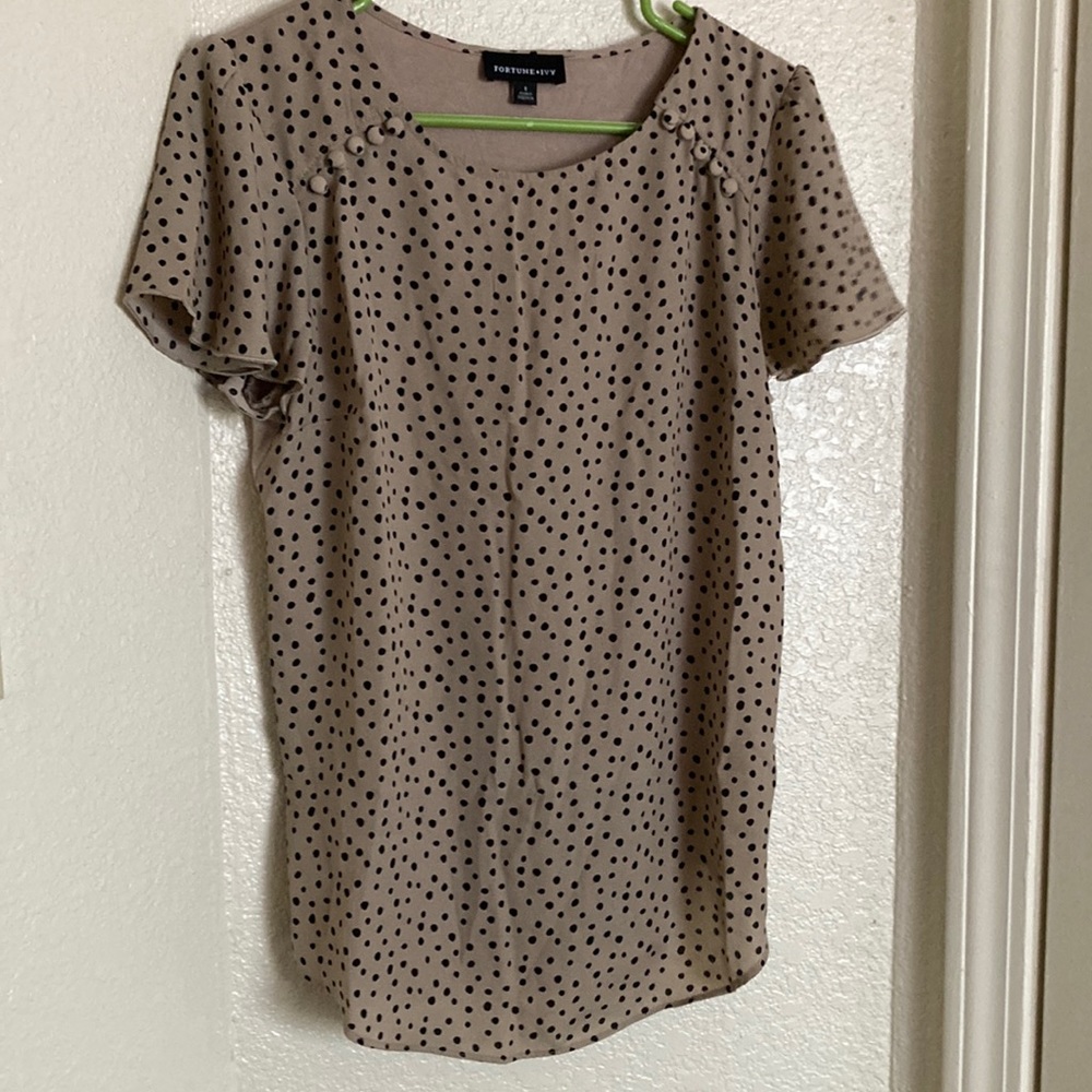 Dondria Mixed Material Flutter Sleeve Blouse Small